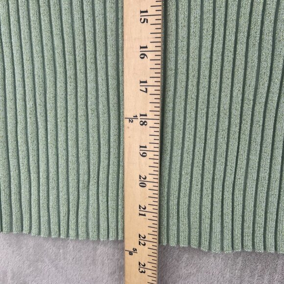 Tory Burch Lurex Stripe Metallic Ribbed Knit Side-Button Sweater Clear Mint M - Picture 7 of 14